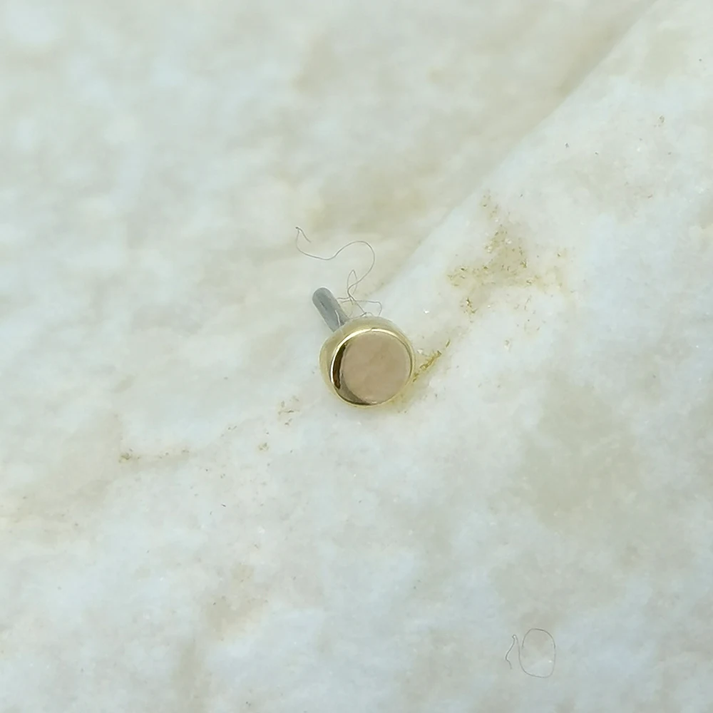 Calendo 14K Karat Fine Solid Gold Threadless Push-in Flat Round Disc Piercing Tops