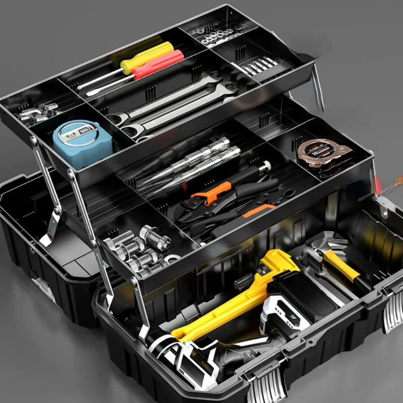 Portable Suitcase Folding Accessory Storage Mechanic Toolbox Tool Storage Plastic Workshop Large Tool Box Hardware Tools 4
