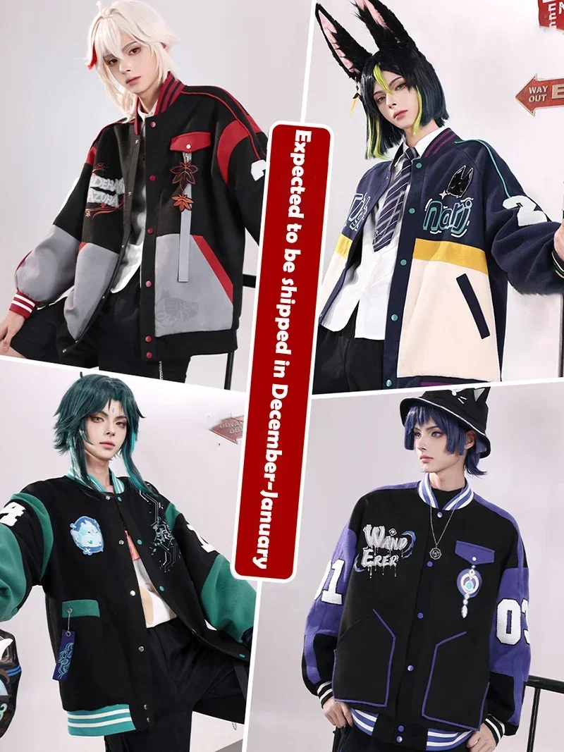 

Tighnari/Kazuha Baseball Uniforms Cosplay Costumes Game Genshin Impact Scaramouche Women Man Hoodies Coat Halloween Party Outfit