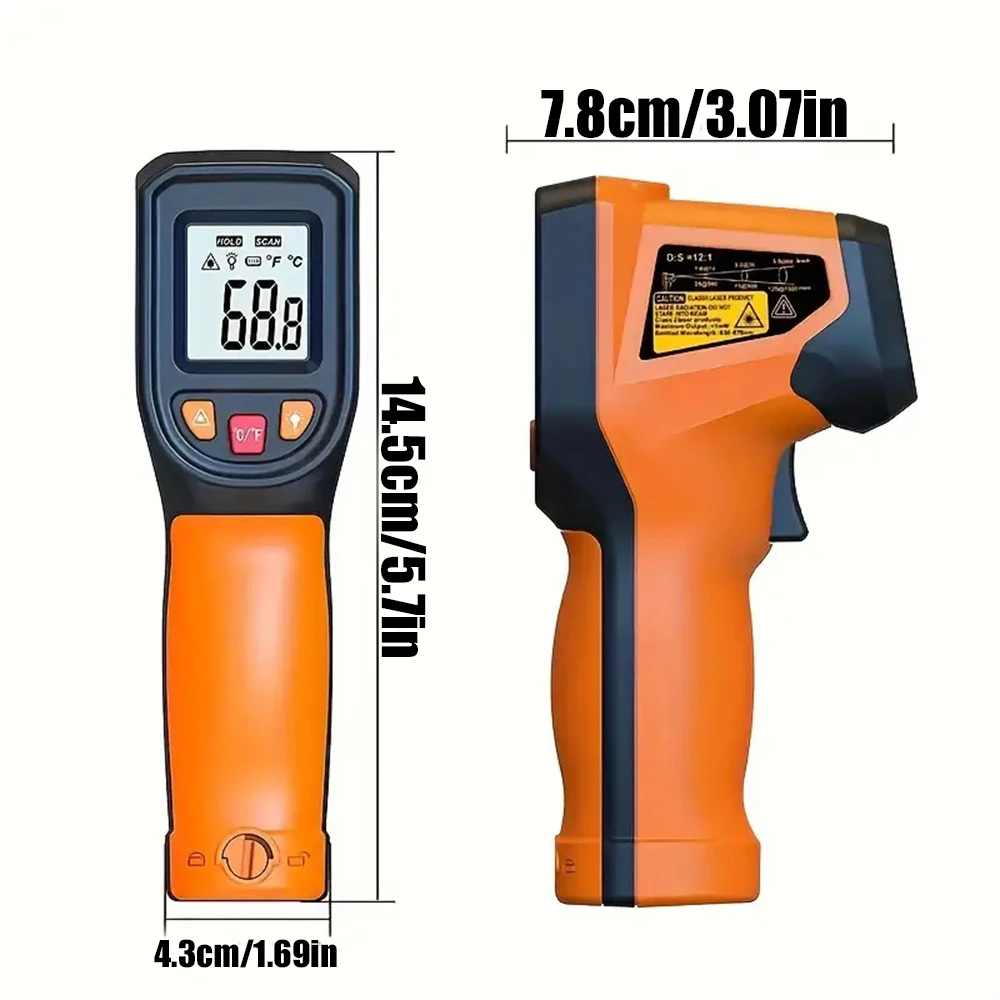 Infrared Thermometer 1PC Non Contact IR Digital Food Temperature Gun-50~400℃ Laser Target Indicator Backlit