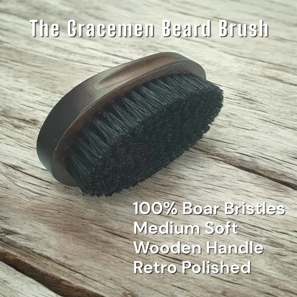 The Gracemen Beard Kit-Retro Beard Brush &Handle Wooden Comb & Stainless Steel Scissors Grooming Set for Men With a Black Bag 2