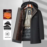 أعلى درجة الجرافين الحرارية الرجال سترة سترة واقية معاطف الشتاء سميكة الصوف الأعمال معطف غير رسمي 6