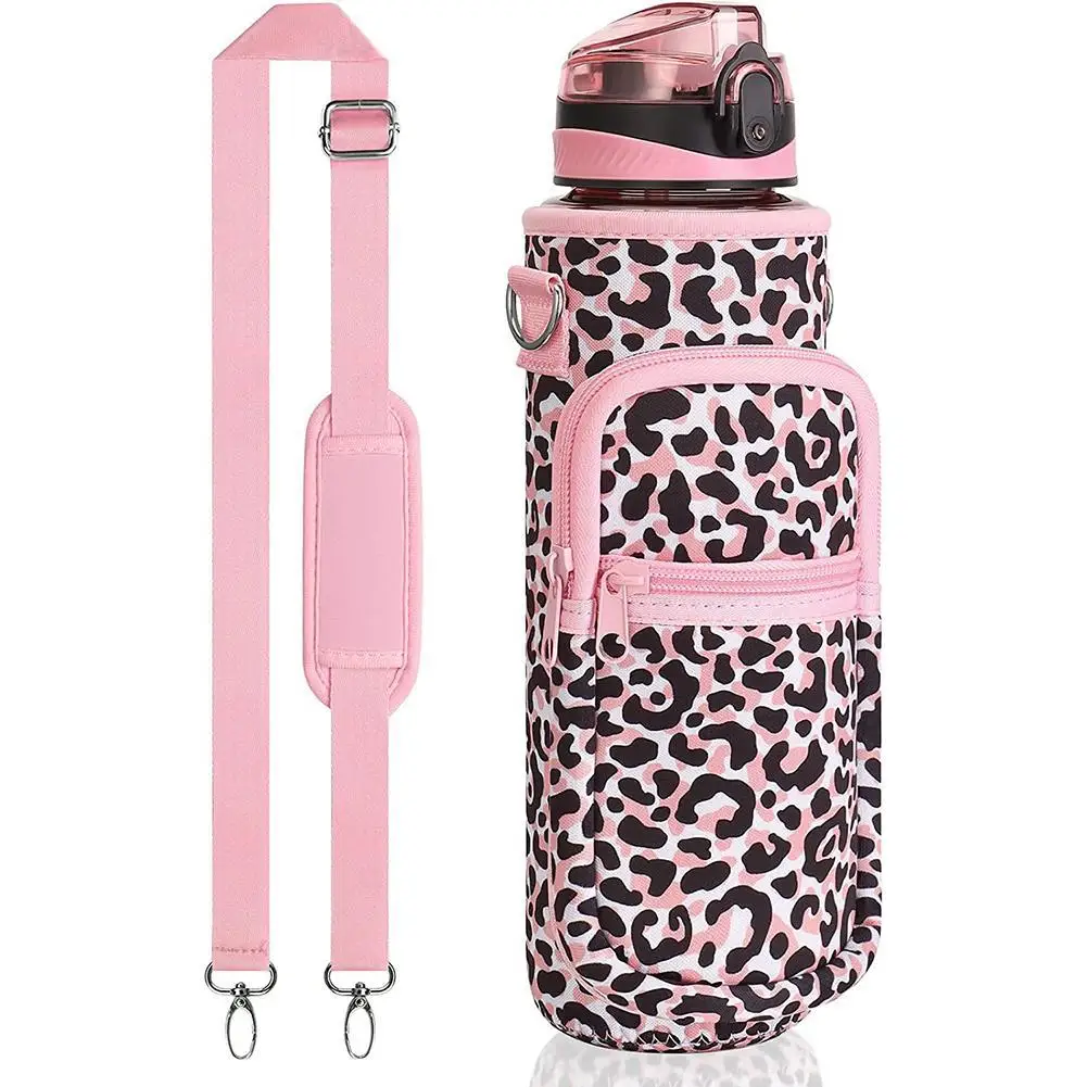 Lot De 3 Porte-bouteilles D'eau Avec Bandoulière Réglable Pour Le Sport La Gym La Randonnee Le Camping La Marche Rose