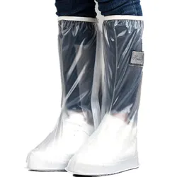 Unisex High Top Waterproof Reusable Shoe Covers - Durable Anti-Slip Protection for All Weather Conditions (Transparent)