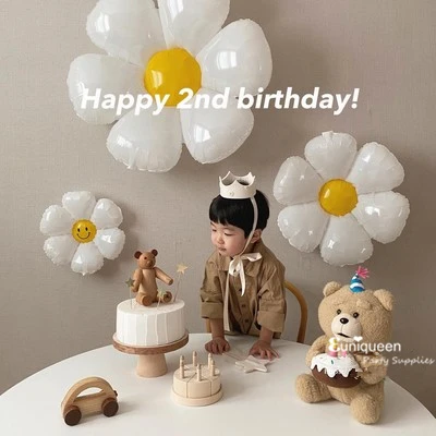 Ins Kids Daisy Birthday Party Crown Yellow Pink Flower Hat  3 4 5 6 7 8 9 Year Old Baby Shower Sunflower Theme Birthday Headwear
