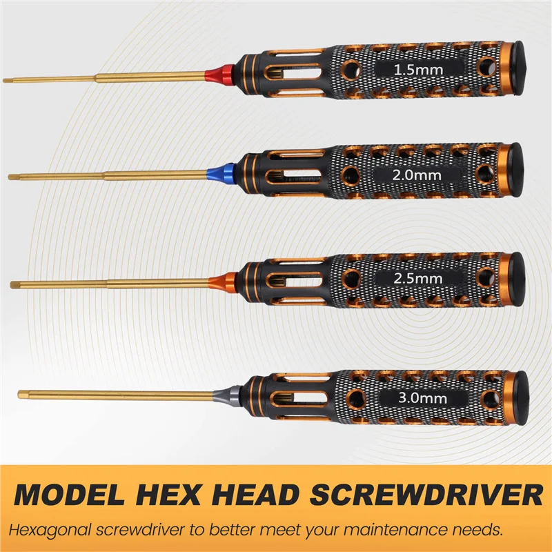 B68A 4 개/대 티타늄 도금 1.5Mm/2Mm/2.5Mm/3Mm 육각 드라이버 나사 드라이버 도구 Rc 모델 자동차 보트 비행기 용