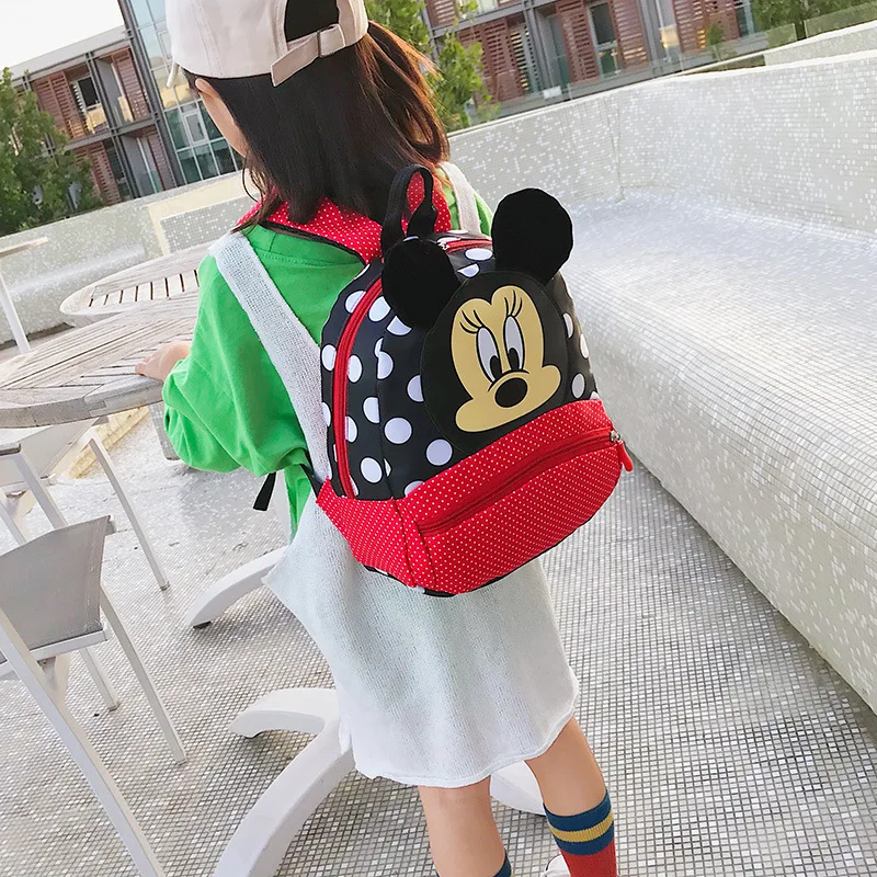 28X22X9 Cmdisney Cartoon Schoudertas Rugzak Voor Baby Jongens Meisjes Minnie Mickey Mouse Mooie Schooltas Kleuterschool Kids Cadeau