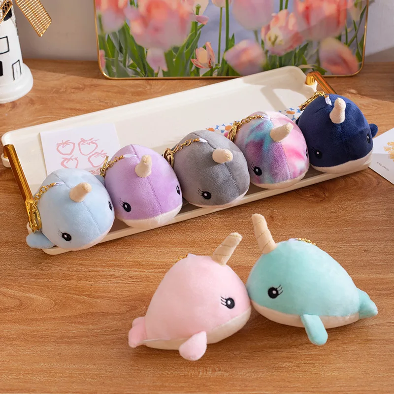 Adorable Narwhal Plush Pendant – Soft Cartoon Sea Creature Stuffed Toy Keychain