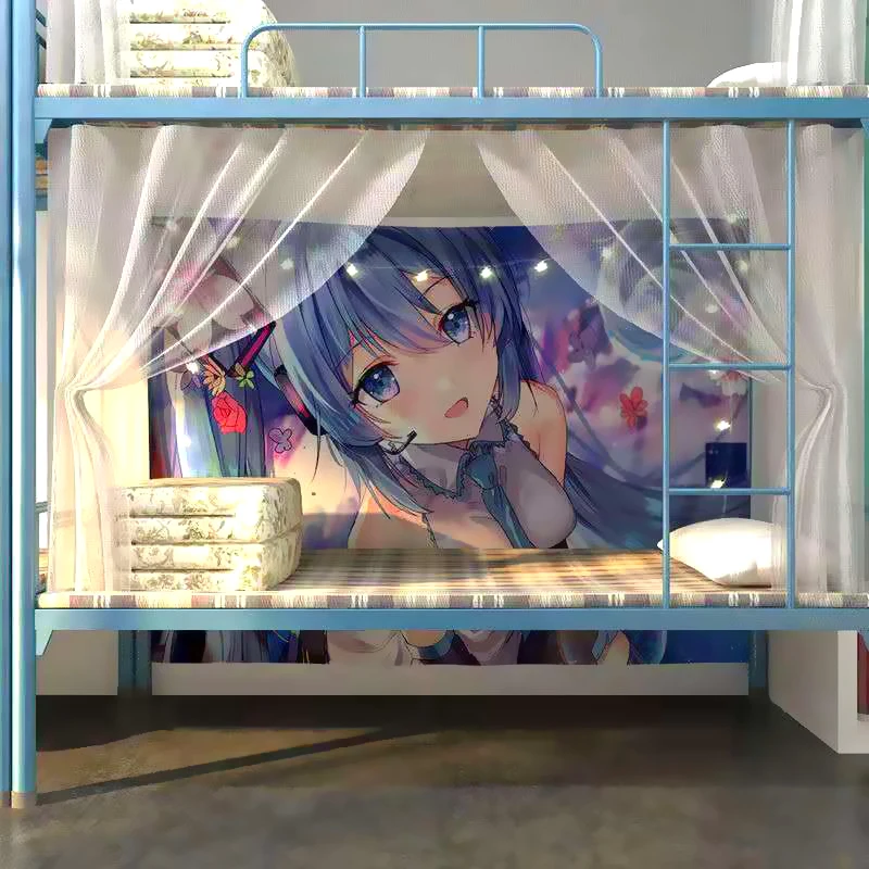 

Kawaii Anime Curtains Bedspreads Tapestry Dorm Girls Room Essentials Homecoming Bed Blankets Bedroom Manga Wall Hanging Decor