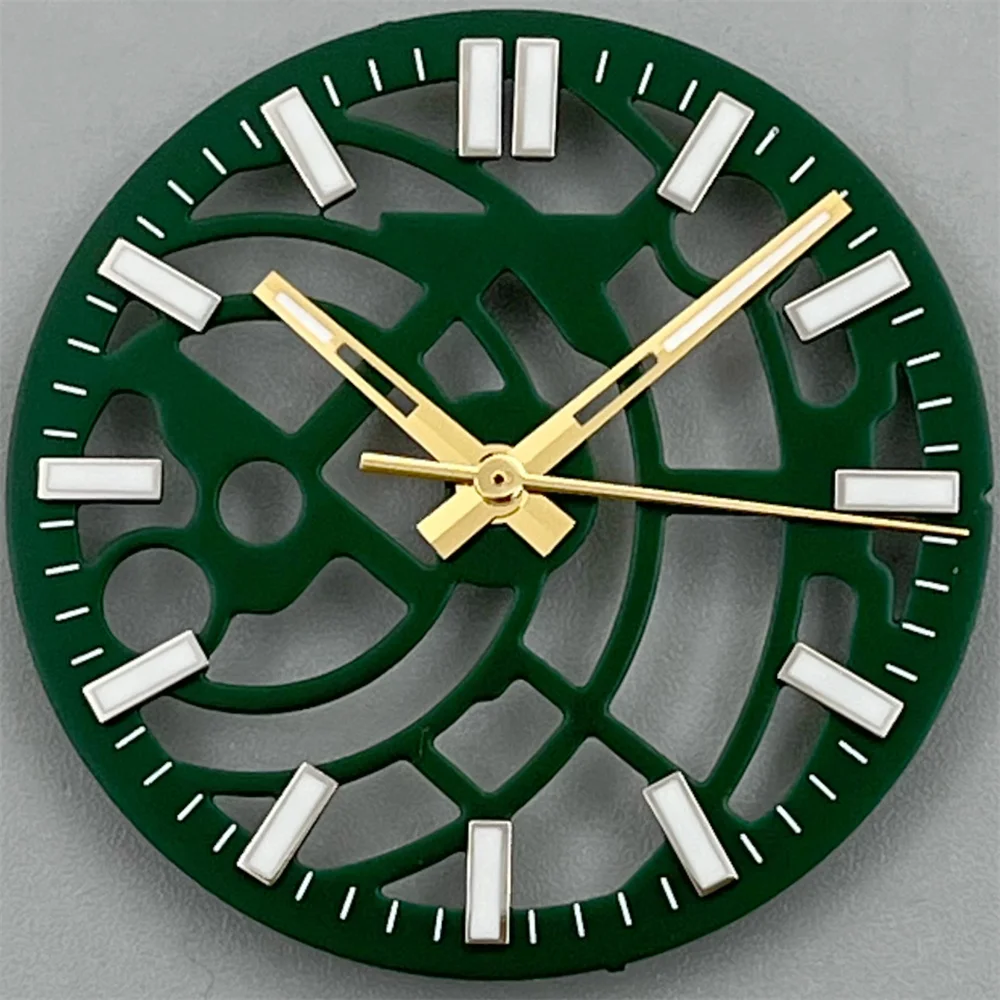 NH70 NH72 볼로우 아웃 시계 다이얼 및 핸드 세트, 블랙 화이트 그린 블루, 그린 야광, NH70 NH72 MOVT, 29mm