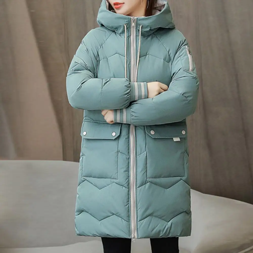 

Women Down Cotton Coat Women Hooded Down Jacket Stylish Women's Winter Coat Hooded Mid-length Down Cotton Jacket with Drawstring