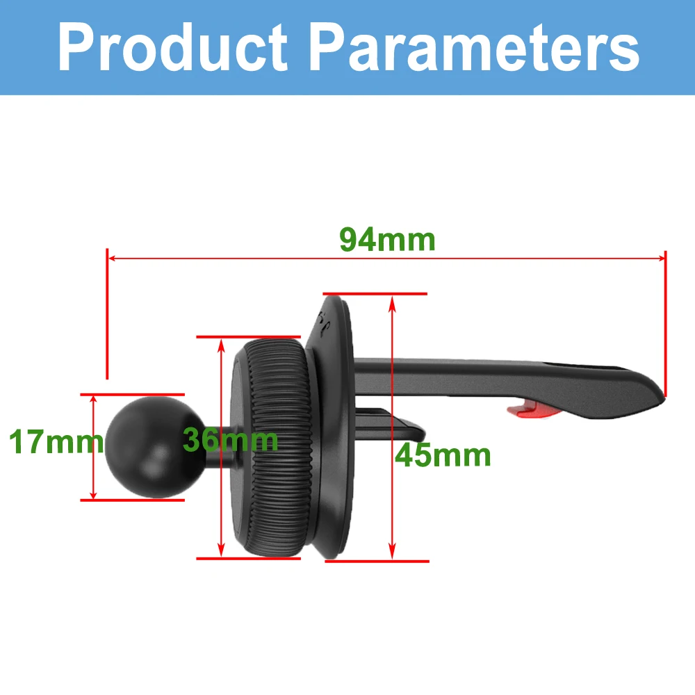 McGiLLon Universal Auto Air Vent Clip Halterung 17mm Kugelkopf Basis Spirale Haken für Auto Air Outlet Handy Halter für GPS Ständer – Detail 13
