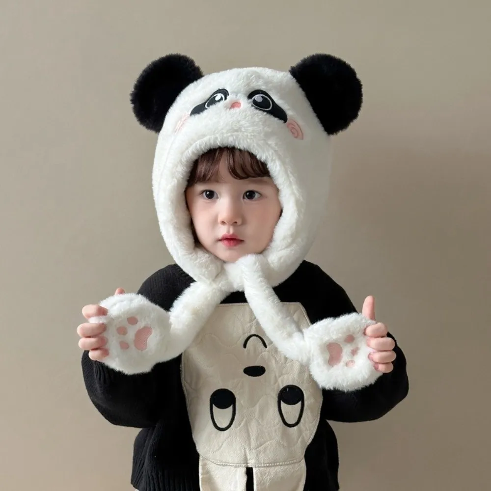 Cute Integrated Hat Scarf Set Windproof Coldproof Pullover Cap Warm Ear Protection Hat for Outdoor Cycling Skiing