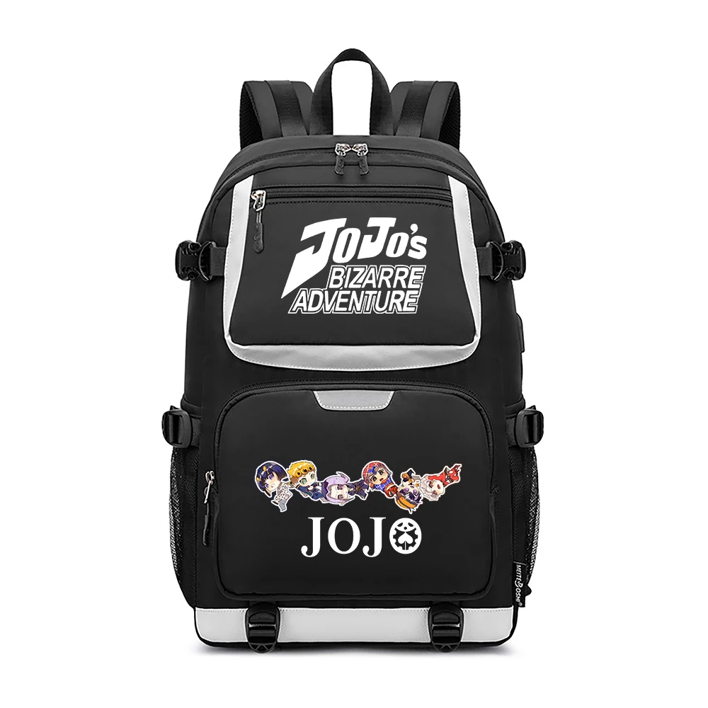 

JoJo’s Bizarre Adventure Anime Travel Bagpack Waterproof School Bags Cartoon Large Bookbag Women Pink USB Port Laptop Bagpack
