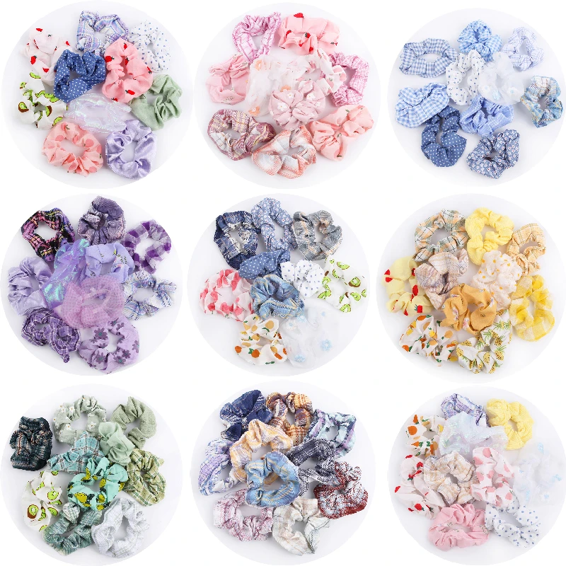 types of hair clips 10Pcs Korea Satin Elastic Hair Bands Scrunch Ponytail Holder Scrunchy Hair Ties Solid Color Women Girls Headwear Ponytail Holder alice headband