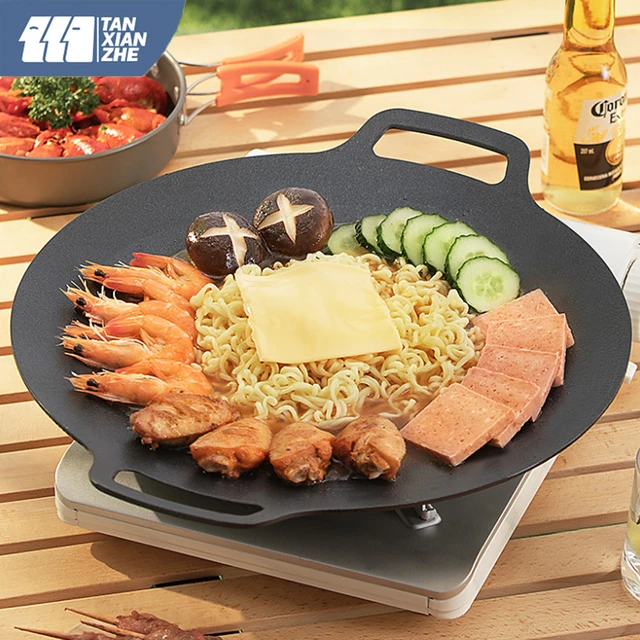 Grill Pan For Induction Cooktop Griddle Pan Korean Barbecue Plate Camping  Frying Pan Outdoor Camping Medical Stone Non-stick - AliExpress