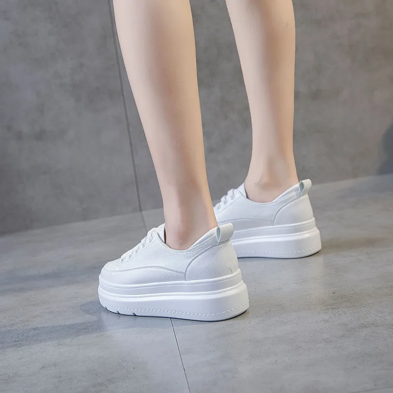 

Full Cow Genuine Leather Platform Shoes Women Sneakers Oxford Wedges Shoes for Women White Black Sneaker Femme Zapatos Mujer