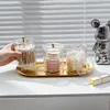 Acrylic Qtip Holder,Cotton Swab Holder,Bathroom Jars With Lids Set,Apothecary Jar Dispenser For Cotton Ball,Bath Salts 3