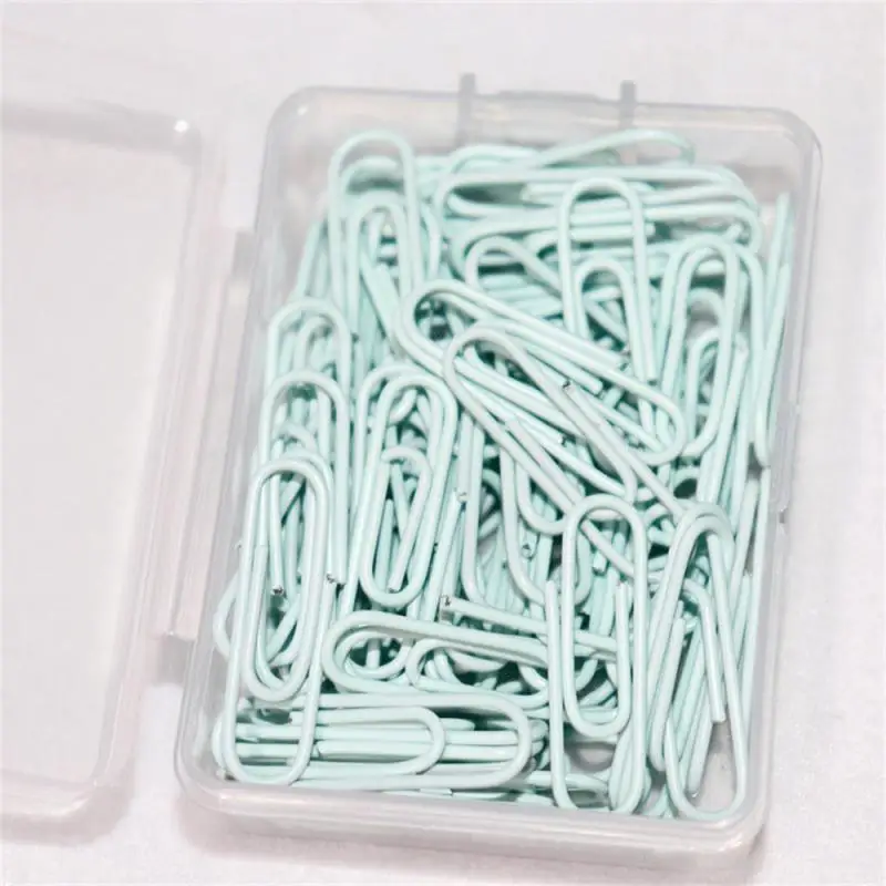 Box Colored Paper Clip Metal Clips Memo Clip Bookmarks Stationery Office Accessories School Supplies Length 18mm/50mm