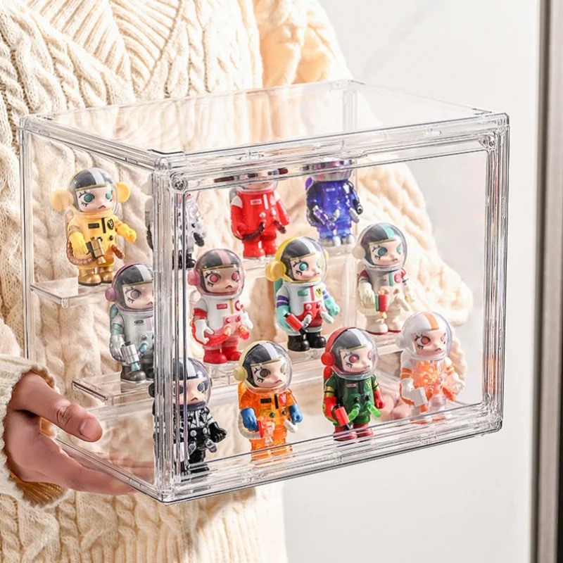 Acrylic Transparent Display Stand Blind Box Storage Box Dustproof Handmade Anime Car ModelStorage Box POP-MART Figures Organizer