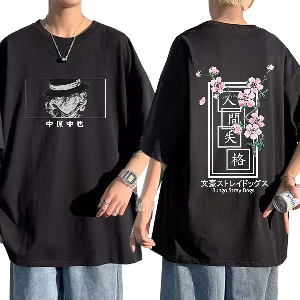 

Двусторонняя Футболка с принтом японского аниме «бродячие псы», «накахара чуя», Мужская футболка оверсайз с коротким рукавом и графическим принтом в стиле Харадзюку