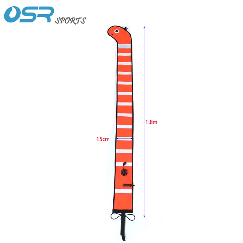 Scuba Diving 1.8m Surface Marker Buoy Surface Signal Marker Inflatable Tube Highly Visible SMB with Cartoon Animal on Top 2