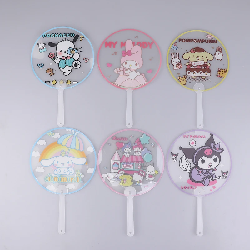 

Круглый веер Kuromi Cinnamoroll My Melody Sanrio аниме мультфильм кавайная милая форма веер Девочка Сердце портативный веер прочный веер