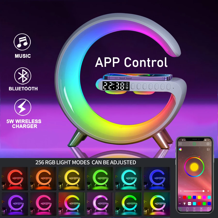 Smart app control led rgb night light atmosphere lamps digital alarm