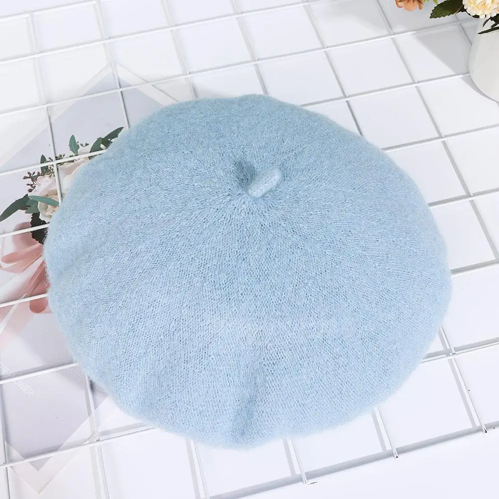 Wolle Baskenmütze Hüte Frauen Winter Französisch Hut Mädchen Einfarbig Mode Herbst Winter Baskenmütze Hut Für Frauen Flache Kappe Hut Filz Berets – Detail 6