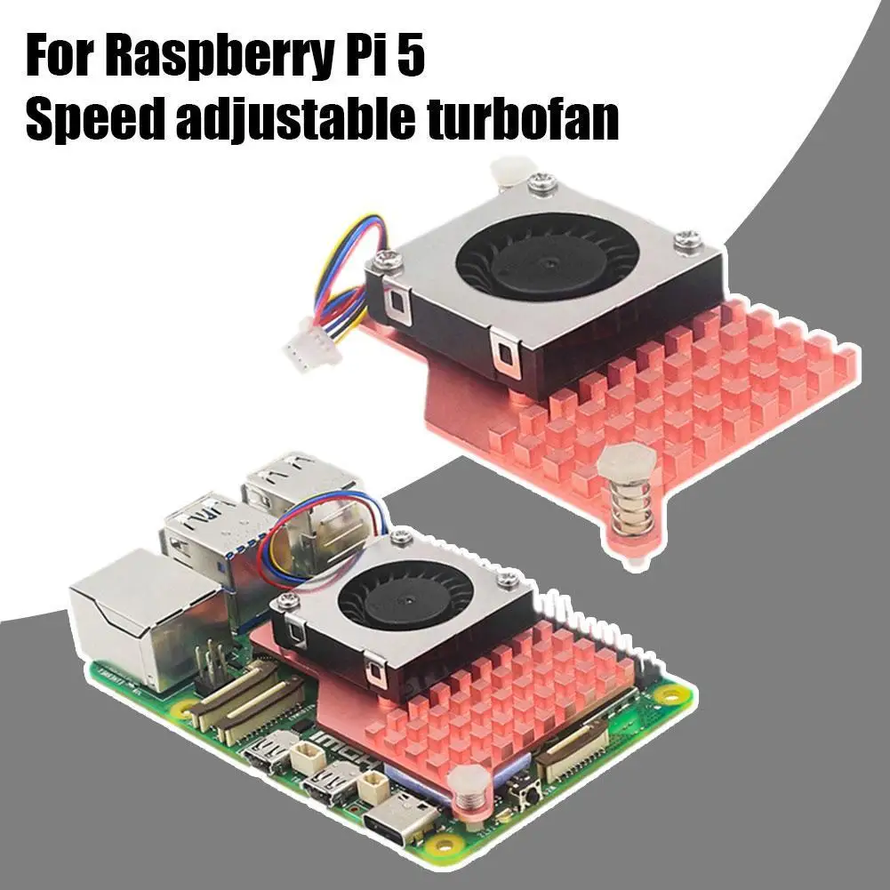 

For Raspberry Pi 5 Pure Copper Heat Sink Silent Adjustable Speed Turbo Cooling Fan Metal Heatsink Radiator For Raspberry Pi 5