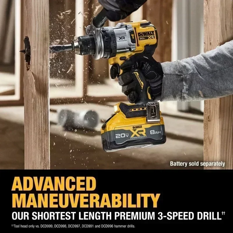 DEWALT DCD1007 Hammer Drill 20V MAX Brushless 1/2 inch 3-Speed ANTI-ROTATION Cordless Electric Hammer Power Tools DCD1007B 4