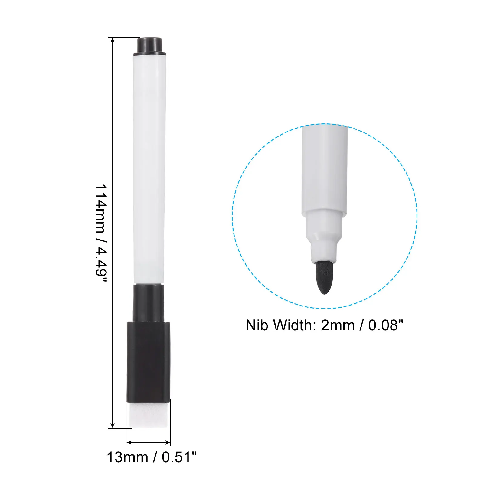 30Pcs Dry Erase Marker Pens 8 Colors Ink Fine Point Low Odor Whiteboard Erasable Marker Pen with Eraser Cap Stationary Supplies
