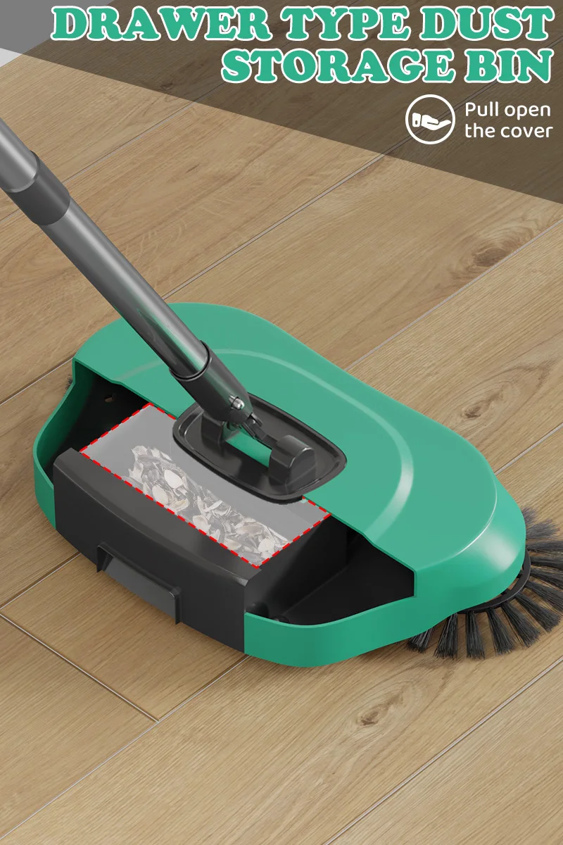 Description Picture 5 of item3 in 1 Manual Floor Cleaning System Push broom, mop and broom combination for fast sweeping and precise mopping for hard floors.