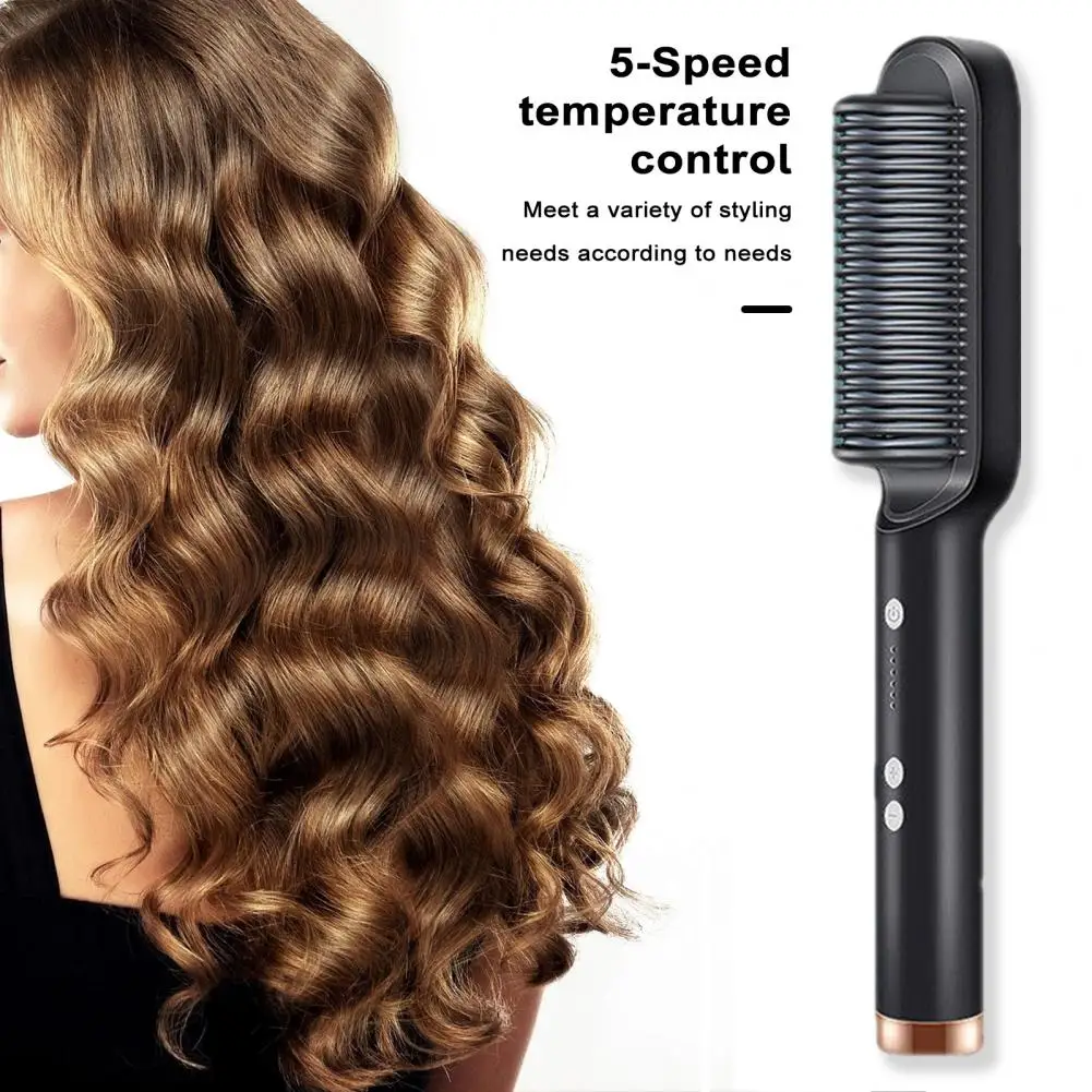 Hair Straightening Brush Multifunctional Hair Styling Tool with 5 Temperature Control Fast Heating Ceramic Coated for Frizz-free new 50w ceramic heater soldering element for 936a four core heating welding 952a wire 952b 952d core nickel coated