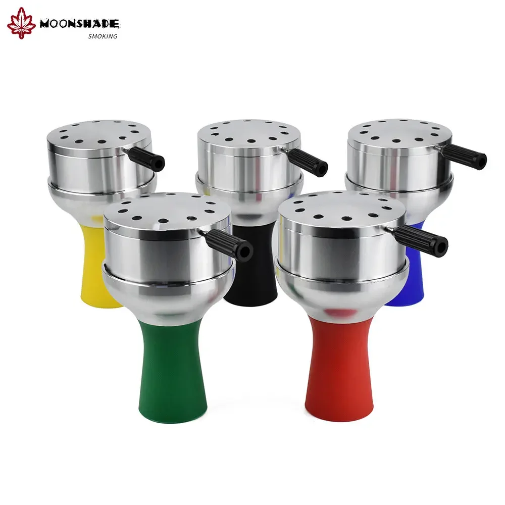 MOONSHADE Arab Shisha Hookah Metal Bowl Set with Cover Heat Management System Charcoal Holder Chicha Bowls Smoking Accessories