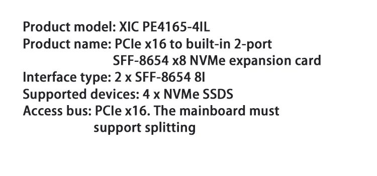 Xic PE4165-4IL pci express x16 zu zwei slimsas SFF-8654 8i adapter shinreal – Detail 6