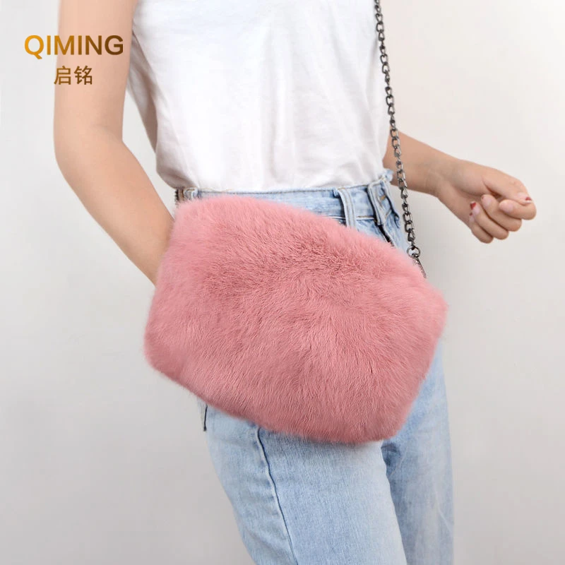 Real Fur Bag Crossbody Bags For Women Autumn Winter Plush Purses And Handbags Luxury Handbag Female Women's Fur Warm Hand Bag