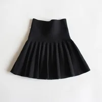 1 pièces filles jupes en tricot bébé automne hiver princesse jupes plissées enfants étudiant taille haute Mini Tutu jupes enfants robe unie 5