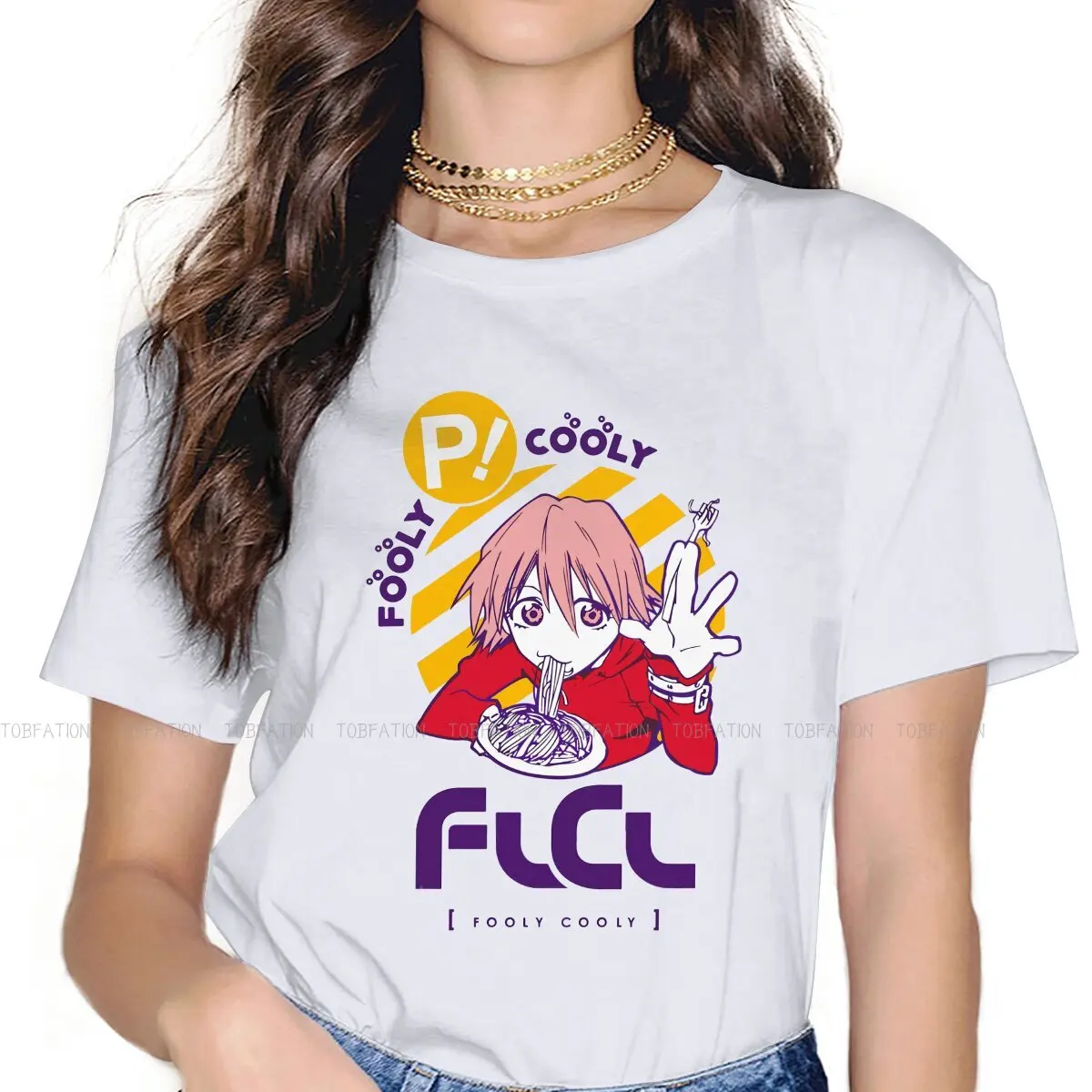 

Haruko Women Shirts FLCL Anime Oversized T-shirt Goth Vintage Female Clothing