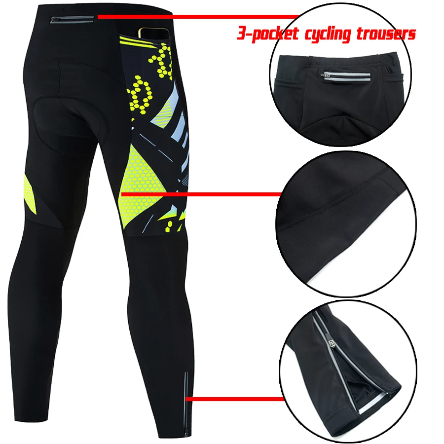 3 Pocket Cycling Pants Men's Cycling bib Spring Autumn Road Bike Shoulder Strap Bicycle Pants Bicycle Long Bib