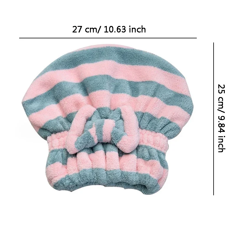 Dry Hair Towel Quick-Drying Hair Cap Shower Cap for Women Striped Pattern Super Absorbent Bath Accessories Hair Bonnets