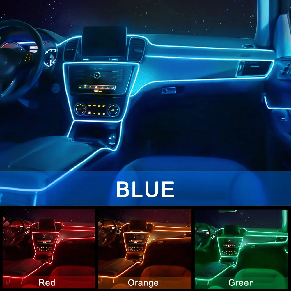 12V 6m LED Strips RGB Car Interior Light Ambient Lamp Decorative Fiber  Optic 5 Lens Smart Control Caravan Automotive Accessories - AliExpress