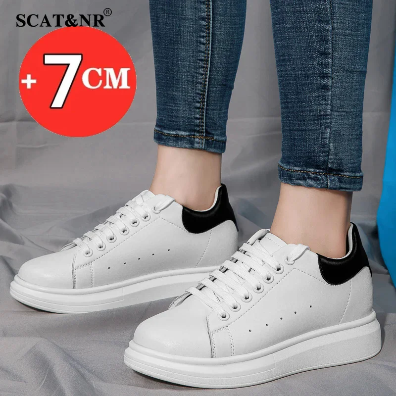 Men's Shoes Couple Invisible Increase White Shoes Insole 6cm Elevator Shoes Men's Business Casual Leather Shoes Heighten