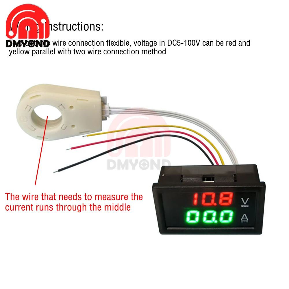 Hall Ammeter Voltmeter 50A 100A 200A Battery Monitor Current Voltage Meter Positive Negative Bidirectional Current Measurement images - 6