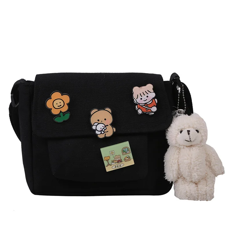 Cute Canvas Small Bag Female Japanese Harajuku Diagonal Bag Wild Student Girl Shoulder Bags for Women canvas bag women messenger bag