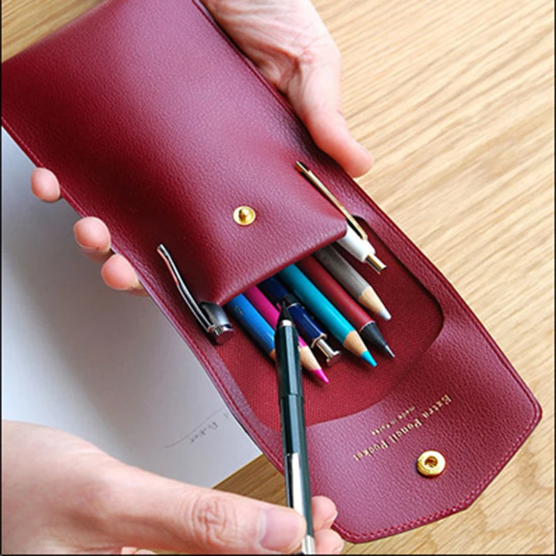 Pen Bag Sewing Pattern DIY Kraft Paper Leather Storage Bag Sewing Template Craft 1Set 10x19.5cm