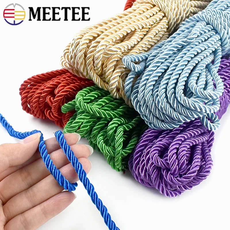 10-50M 5mm 3가닥 꼬임 로프 컬러 나일론 코드 장식 로프 드로스트링 벨트 땋은 공예 코드 DIY 바느질 액세서리