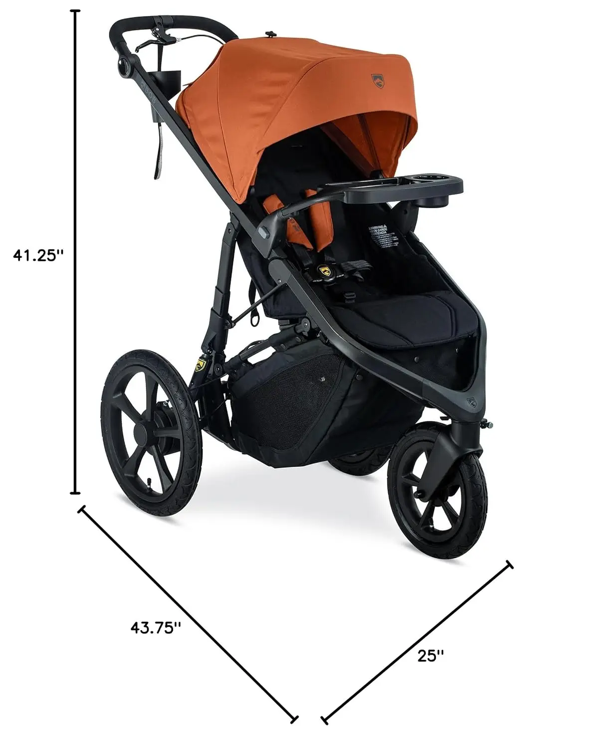 Wayfinder Jogging Stroller with Snack Tray, Independent Dual Suspension, Air-Filled Tires, and 75-Pound Weight Capacity, Canyon 4