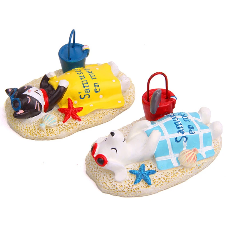 

Kawaii Sandy Beach Cat and Sandy Beach Puppy Toys Resin Zakka Japanes Cat Figure Toy Garden Decoration Props Children Toy