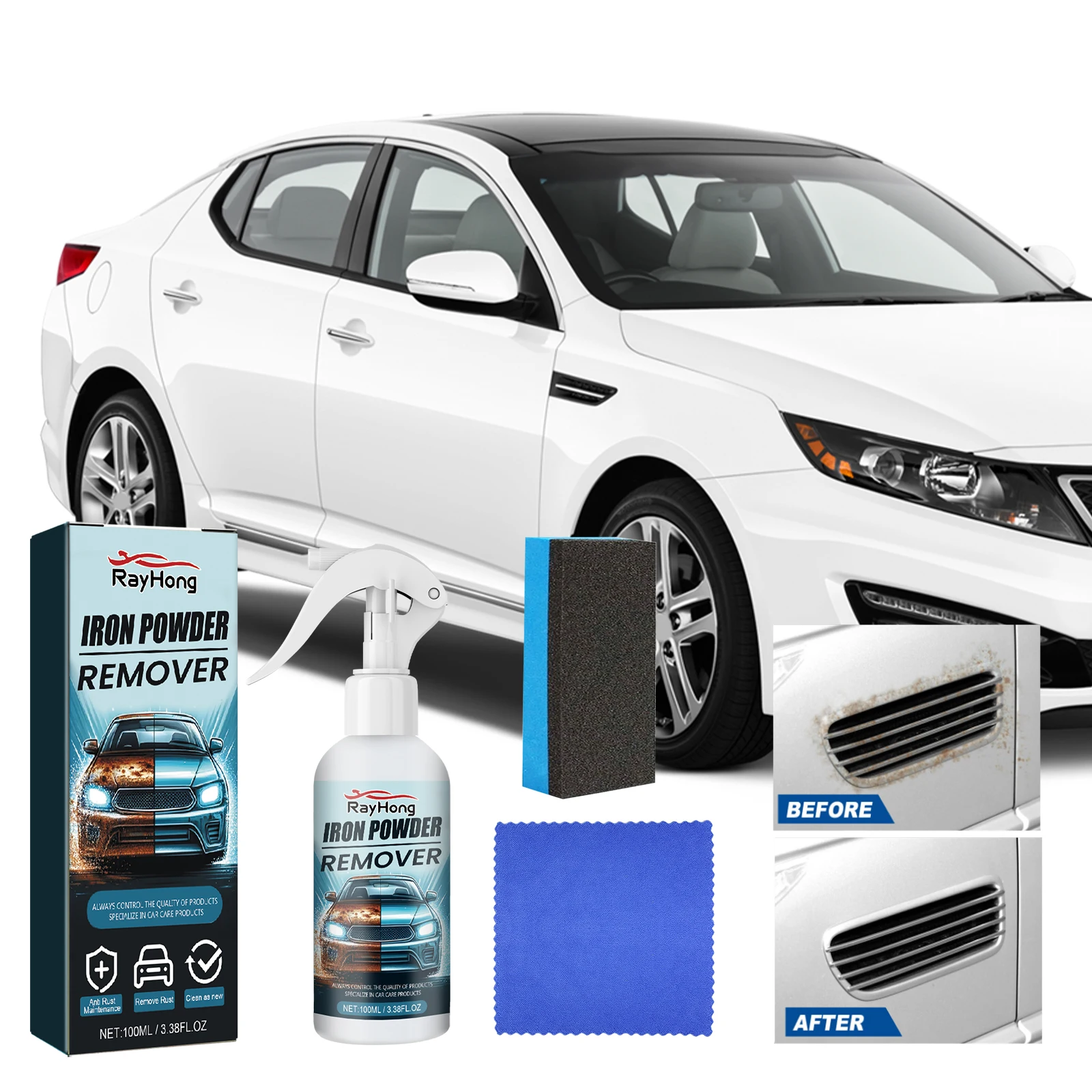 Automotive Iron Powder Remover Prevents Oxidation And Rust Removal Of Automotive Painted Tires Clean Decontamination Retreader